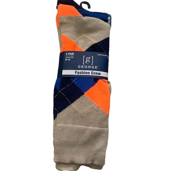 George Fashion Crew Socks 2 Pair Size 6-12 - Picture 2 of 4